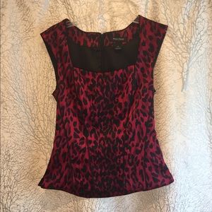 WHBM Red Leopard Bustier Style Top